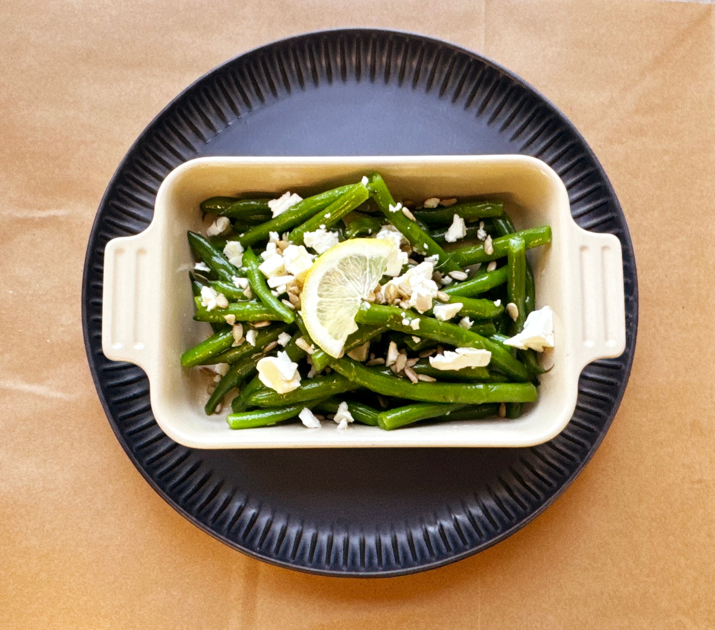 Green beans with feta and lemon