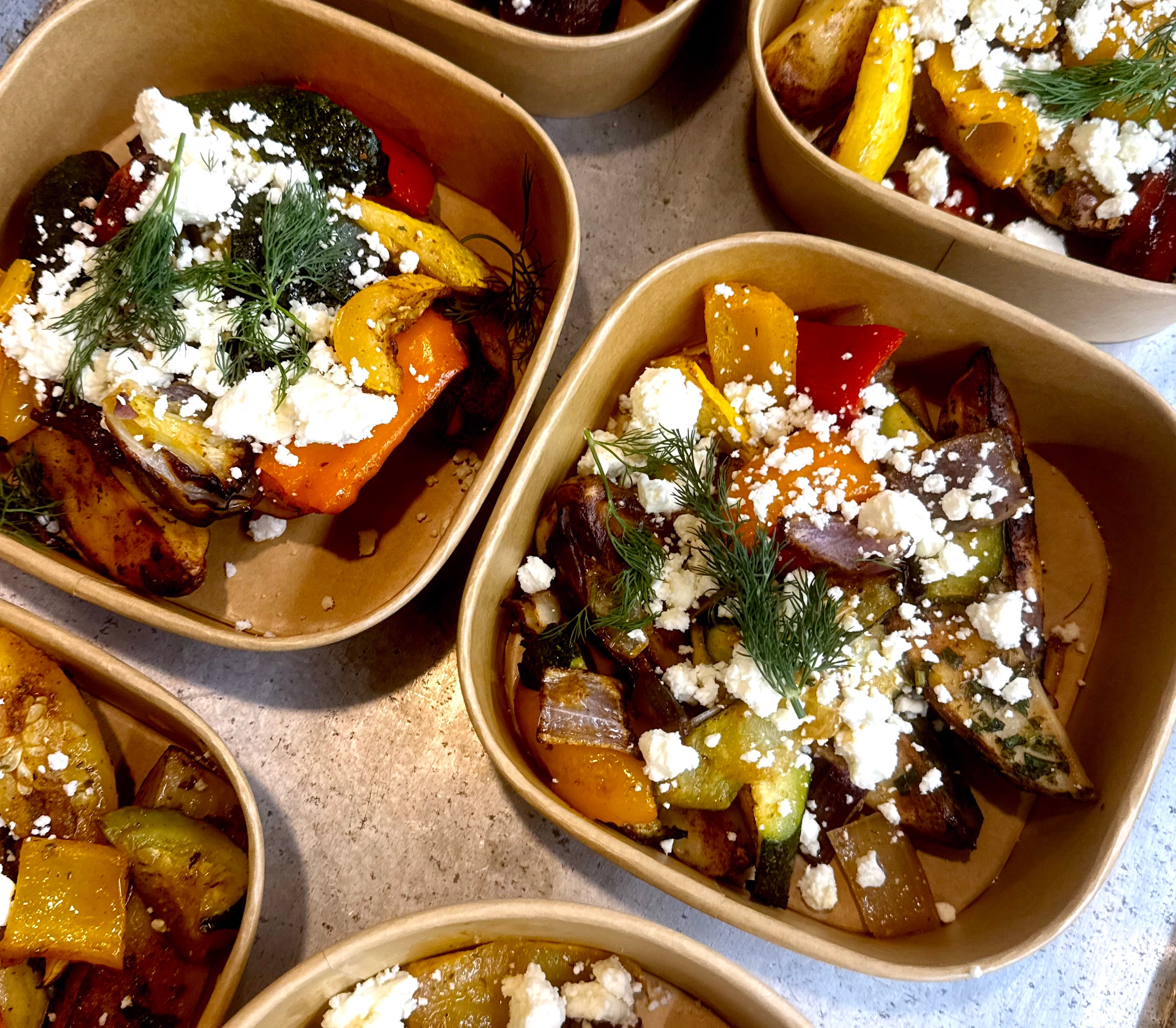 Roasted peppers with feta and dill