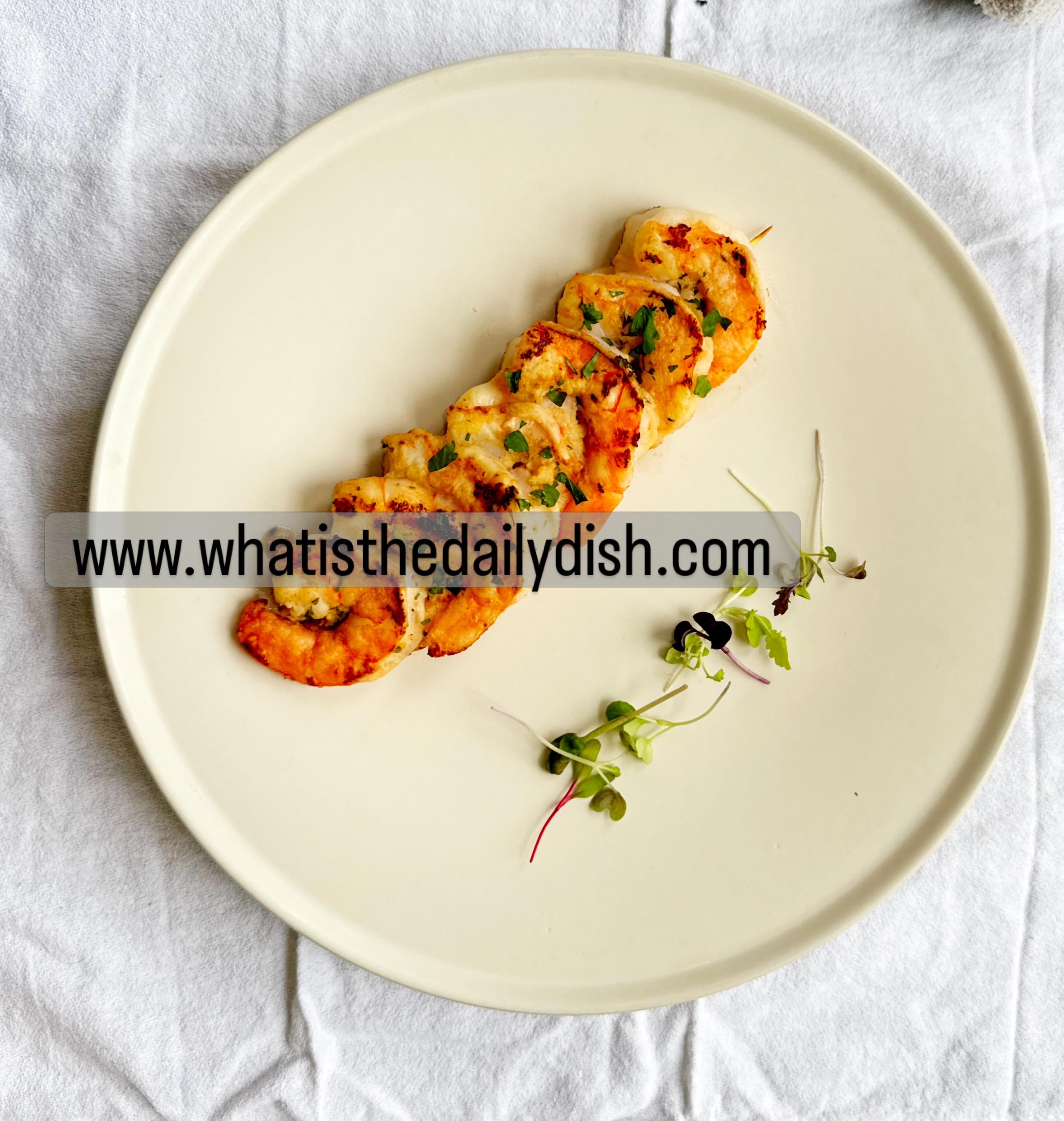 Shrimp skewer dish