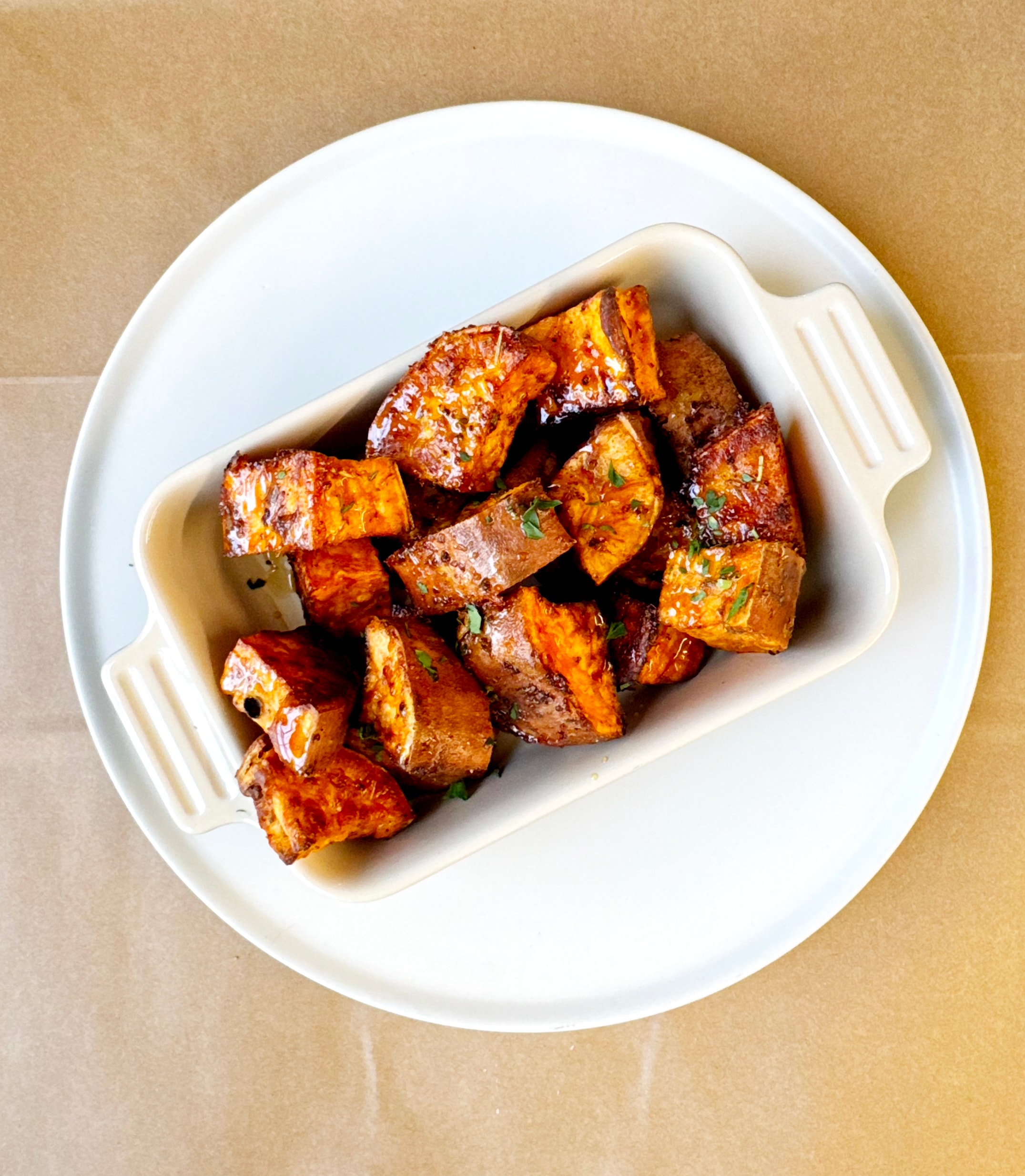 Roasted sweet potato cubes